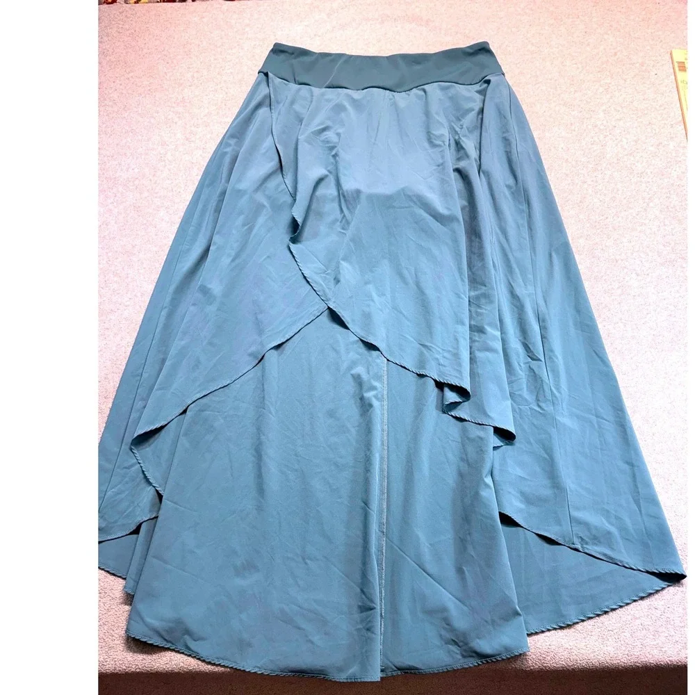 High Low Maxi Skort Womens M Blue Asymmetrical Layered Flowy Skirt Casual Light